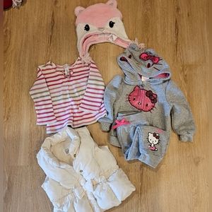 4. Toddler baby girls size 18 month hello kitty matching  set with puffer vest